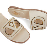 Valentino Garavani Ivory VLogo Sandals Branded Footbed
