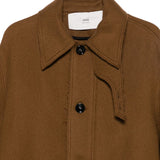 Ami Paris ChocolateBrown Luxurious Overcoat Self Tie