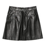 Emporio Armani Black Pleated Leather Skirt