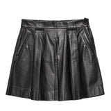 Emporio Armani Black Pleated Leather Skirt