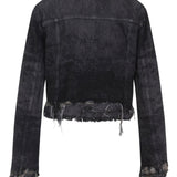 Diesel Black Frayed Edges Denim Jacket