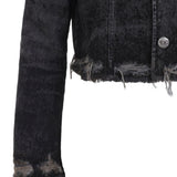 Diesel Black Frayed Edges Denim Jacket