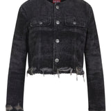 Diesel Black Frayed Edges Denim Jacket