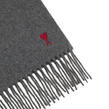 Ami Paris Grey FringedEdge Monogram Wraparound Scarf