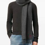 Ami Paris Grey FringedEdge Monogram Wraparound Scarf