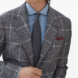 Brunello Cucinelli Alpaca and wool overcheck Prince of Wales deconstructed Cavallo blazer