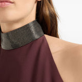 Brunello Cucinelli Burgundy Halter Neck Dress