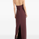 Brunello Cucinelli Burgundy Halter Neck Dress