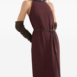Brunello Cucinelli Burgundy Halter Neck Dress