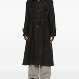 Ami Paris Charcoal Grey Overcoat Buttoned Fastening