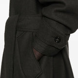 Ami Paris Charcoal Grey Overcoat Buttoned Fastening