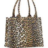 Ganni Leopard-print canvas tote bag
