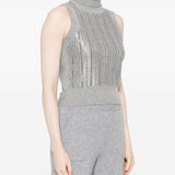 Ermanno Scervino Grey Sequin Tank Top