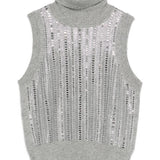 Ermanno Scervino Grey Sequin Tank Top