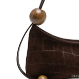 JACQUEMUS Le Bisou Perle crocodile-effect suede shoulder bag