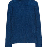 Emporio Armani Blue Ribbed Turtleneck Sweater