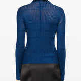 Emporio Armani Blue Ribbed Turtleneck Sweater