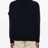 Stone Island Navy Blue RibbedTexture Crewneck Sweaters