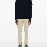 Stone Island Navy Blue RibbedTexture Crewneck Sweaters