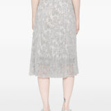 Ermanno Scervino Charcoal Pleated Floral Skirt