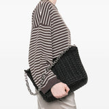 Emporio Armani Black Embossed Hobo Bag