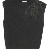 Brunello Cucinelli Dark Grey Embellished Vest