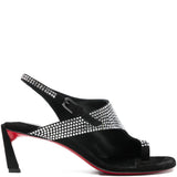 Christian Louboutin Black Sandals Crystal Buckled Slingback