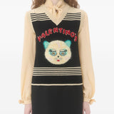 Valentino Cat-motif stripe-detail vest