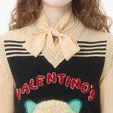 Valentino Cat-motif stripe-detail vest