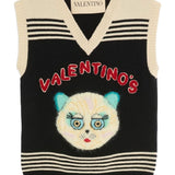 Valentino Cat-motif stripe-detail vest