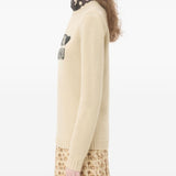 Valentino Beige Embroidered Hearts Logo Sweater
