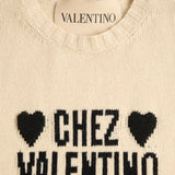 Valentino Beige Embroidered Hearts Logo Sweater