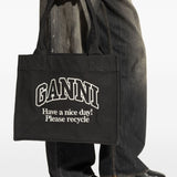 Ganni Recycled cotton large tote bag