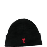Ami Paris Charcoal Printed Textured Heathered Beanie