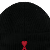 Ami Paris Charcoal Printed Textured Heathered Beanie