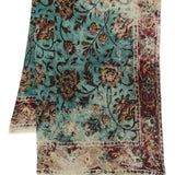 Faliero Sarti Teal FloralPattern Scarf Tapis Print