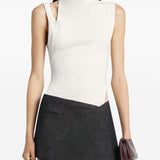 Courreges White Asymmetrical Embroidered Logo Top