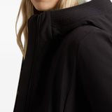 Woolrich Black Hooded Overcoat With Enhanced Zipper