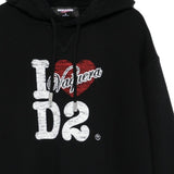 Dsquared2 Black Drawstring Graphic Print Hoodie