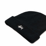 Stussy Black Ribbed Knit Embroidered Front Headwear