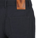 Valentino Blue Studded Leather Logo Embroidered Trousers