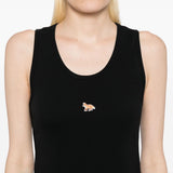 Maison Kitsuné Black Embroidered Tank Top