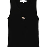 Maison Kitsuné Black Embroidered Tank Top
