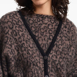 Emporio Armani V-neck cardigan in mohair wool blend with all-over jacquard pattern