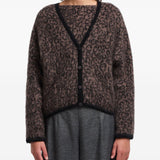 Emporio Armani V-neck cardigan in mohair wool blend with all-over jacquard pattern