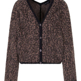 Emporio Armani V-neck cardigan in mohair wool blend with all-over jacquard pattern