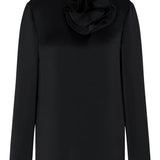 Emporio Armani Black Satin Flower Blouse
