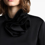 Emporio Armani Black Satin Flower Blouse