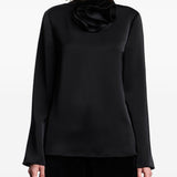 Emporio Armani Black Satin Flower Blouse