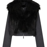 Emporio Armani Polygon capsule collection two-in-one wool cloth jacket with faux fur gilet